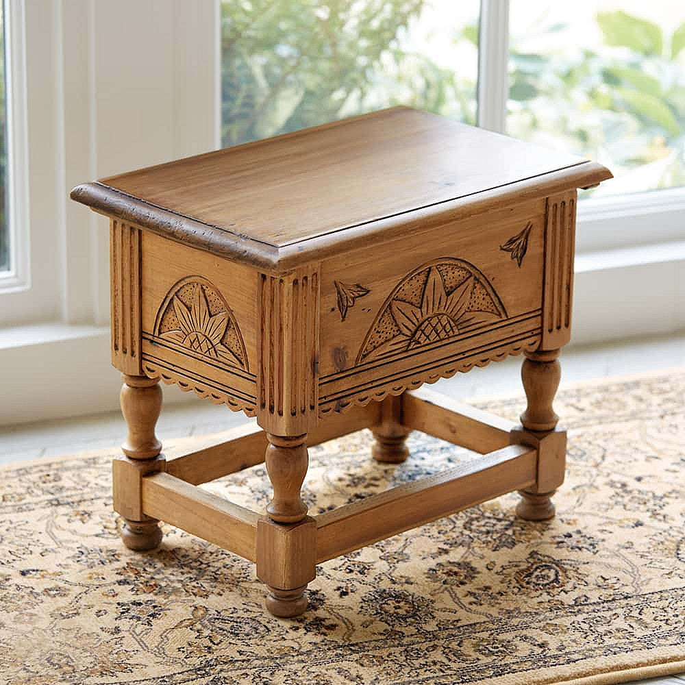 Compact Pine Storage Stool