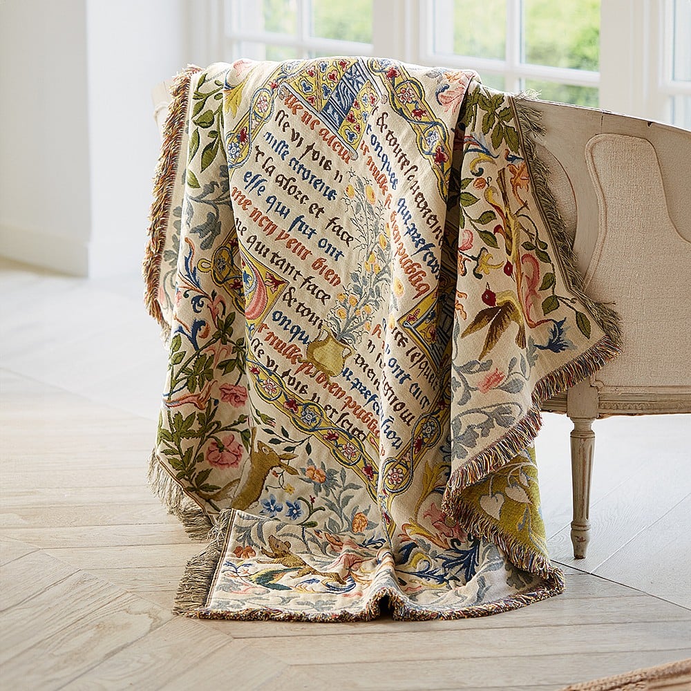 Medieval Manuscript Tapestry Throw