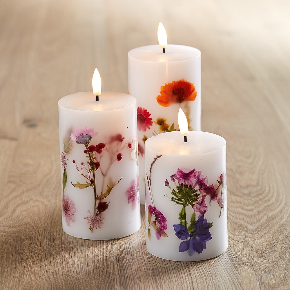 3 Led Botanical Candles