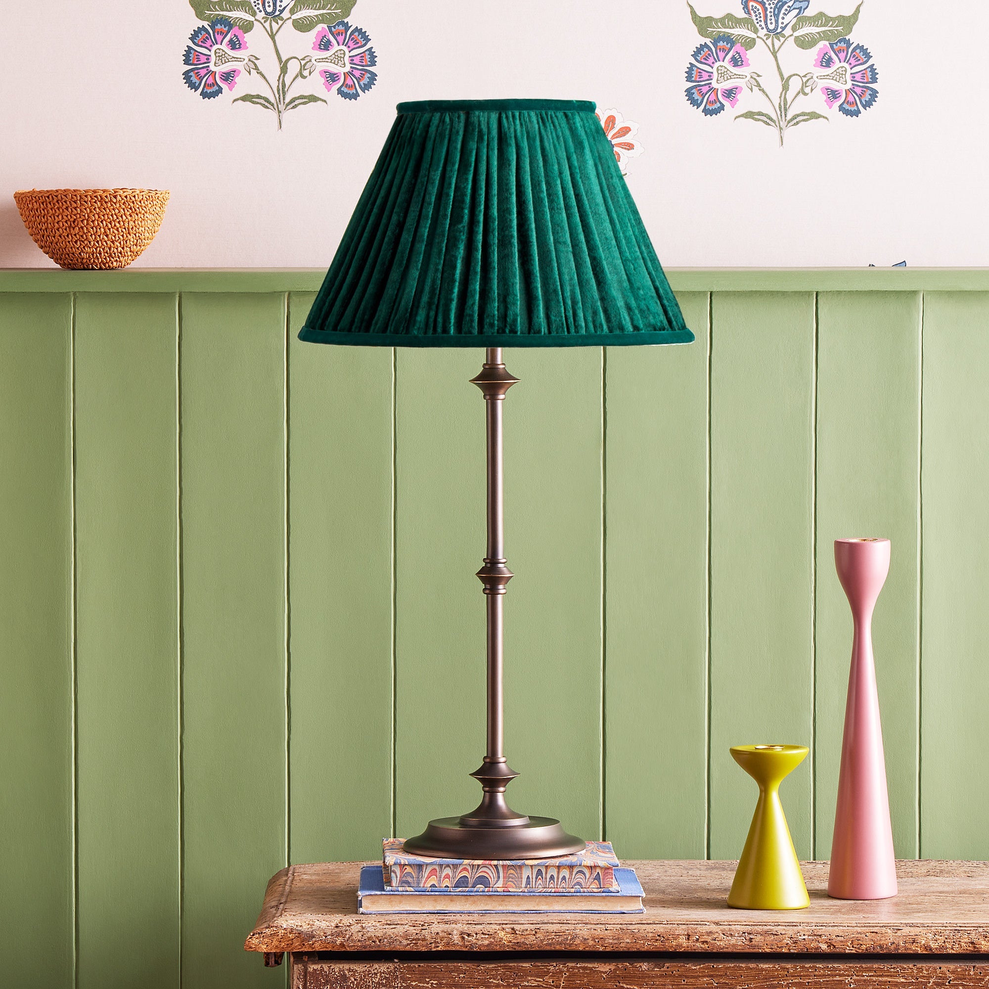 30cm straight empire Shade in emerald silk velvet