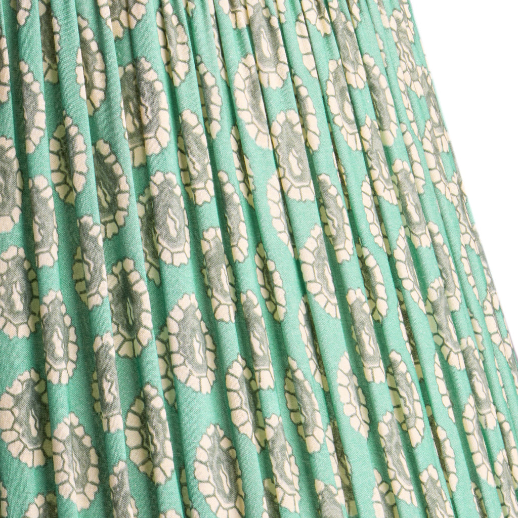 45cm straight empire shade in aqua block printed Dotty gathered cotton by GP & J Baker