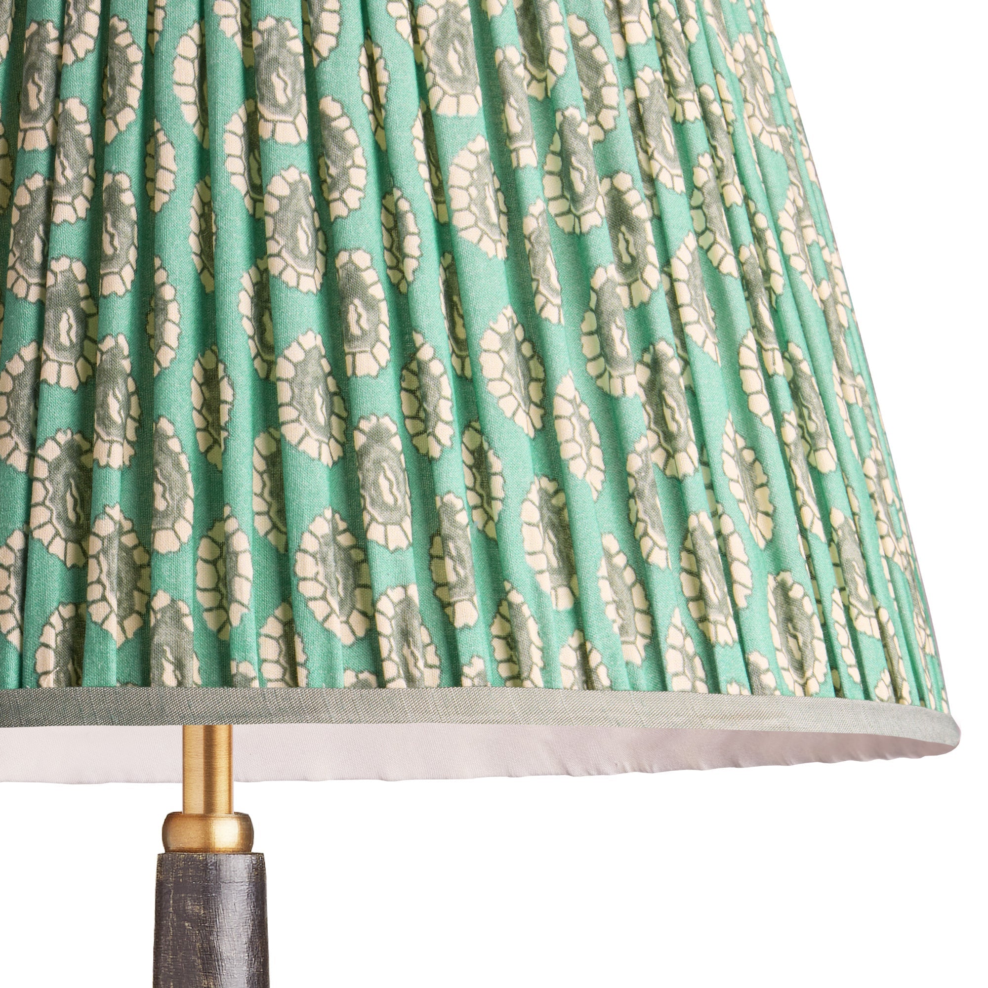 45cm straight empire shade in aqua block printed Dotty gathered cotton by GP & J Baker