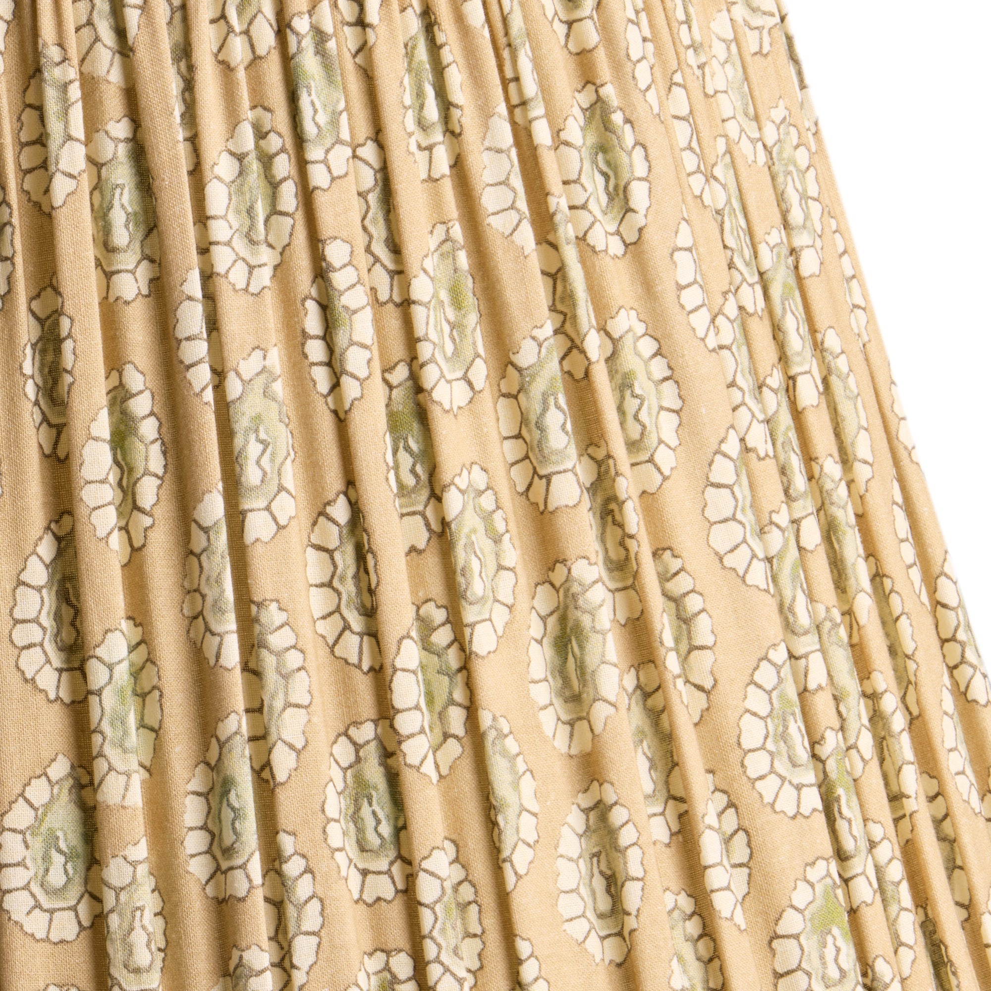 50cm straight empire shade with adjustable gimbal in biscuit block printed Dotty gathered cotton by GP & J Baker