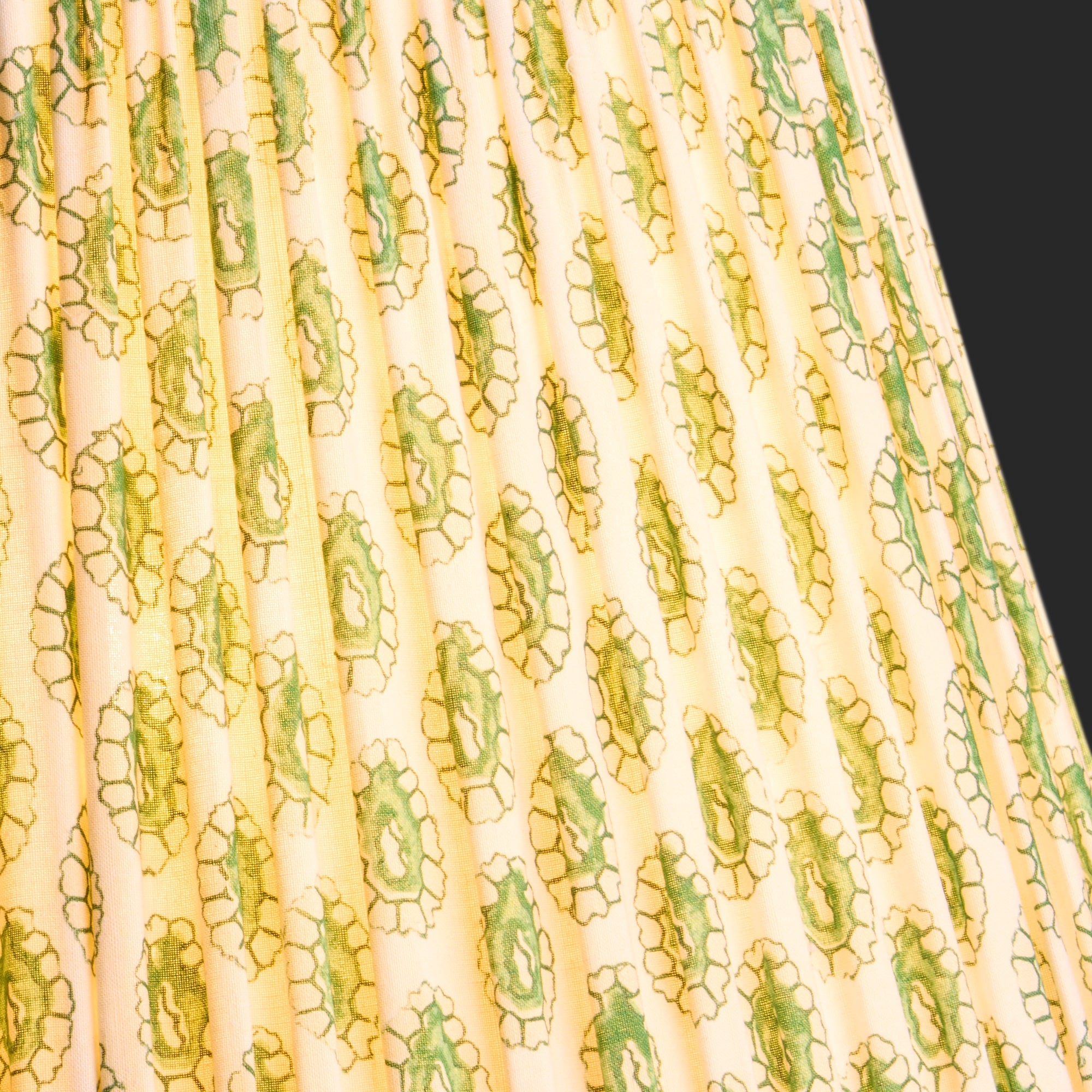 50cm straight empire shade with adjustable gimbal in green and white block printed Dotty gathered cotton by GP & J Baker