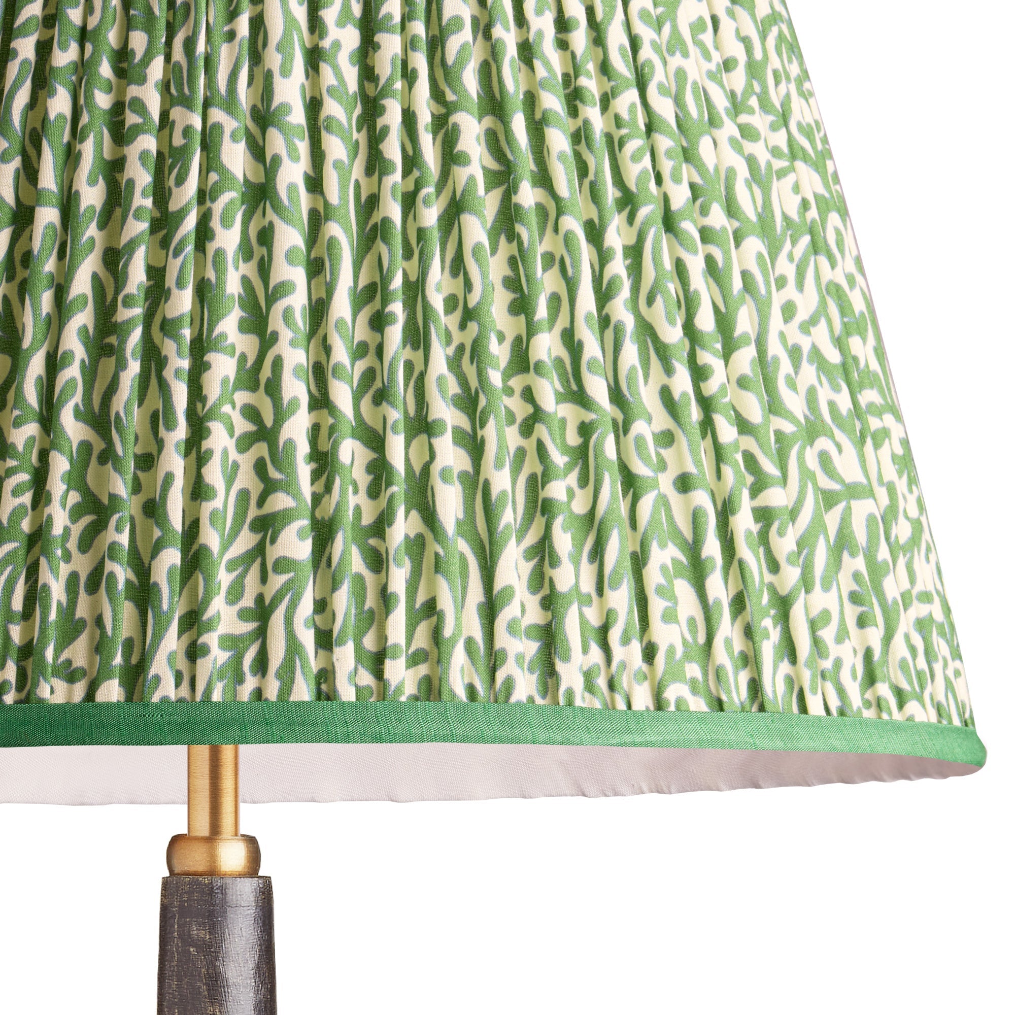 50cm straight empire shade with adjustable gimbal in green blue Tuffley gathered cotton by GP & J Baker