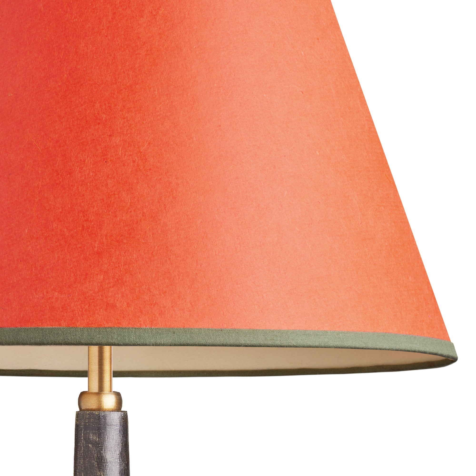 40cm straight empire shade in Papaya hand made parchment with green tape 