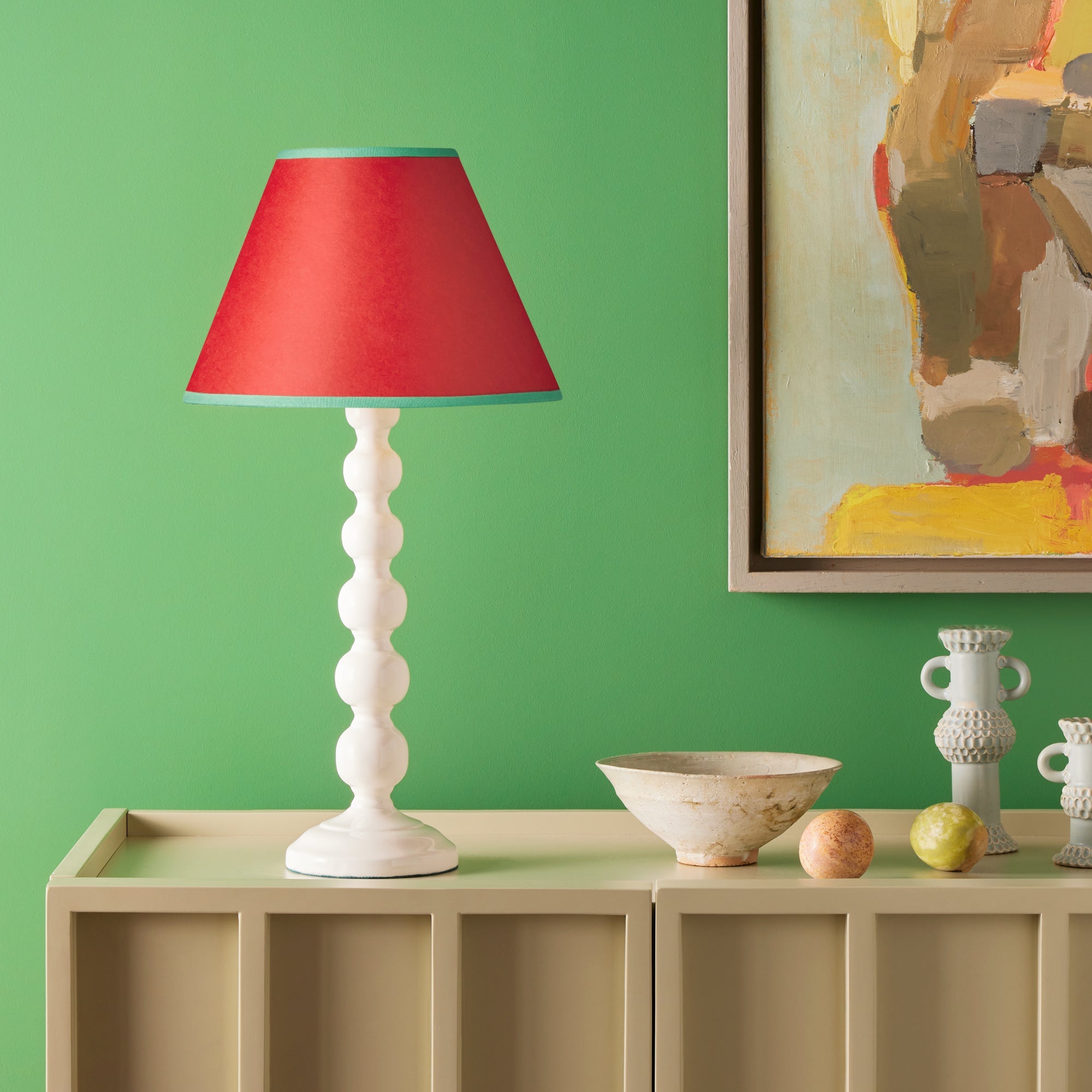 45cm straight empire shade in Tomato hand made parchment