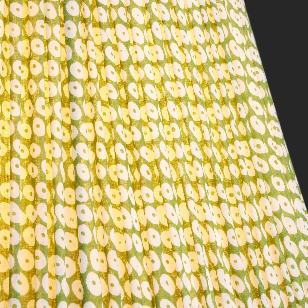 50cm straight empire shade with carrier in green block printed cotton