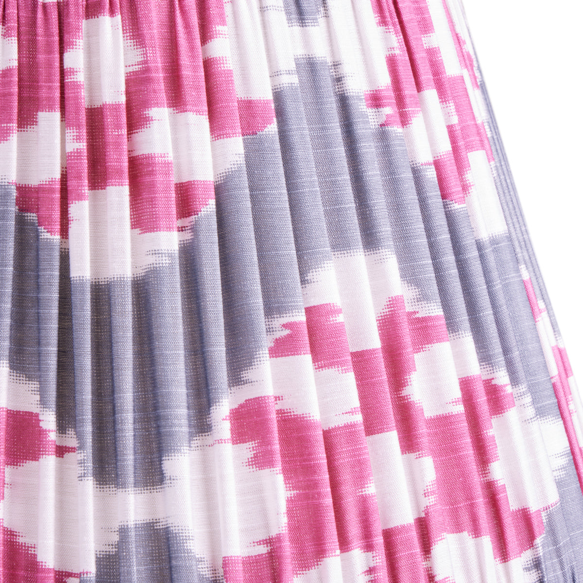 50cm straight empire silk ikat shade with carrier in pink and pewter Darjee