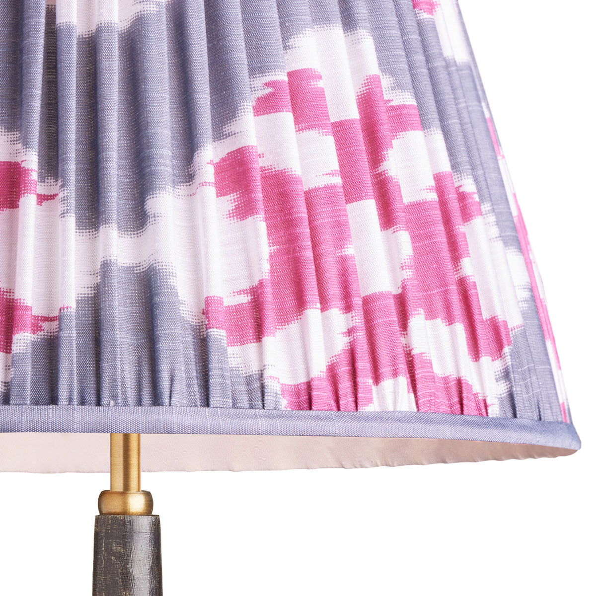 50cm straight empire silk ikat shade with carrier in pink and pewter Darjee