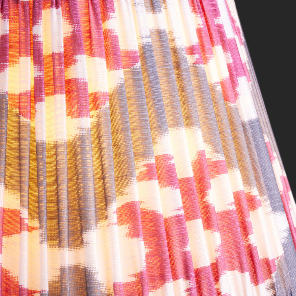 50cm straight empire silk ikat shade with carrier in pink and pewter Darjee