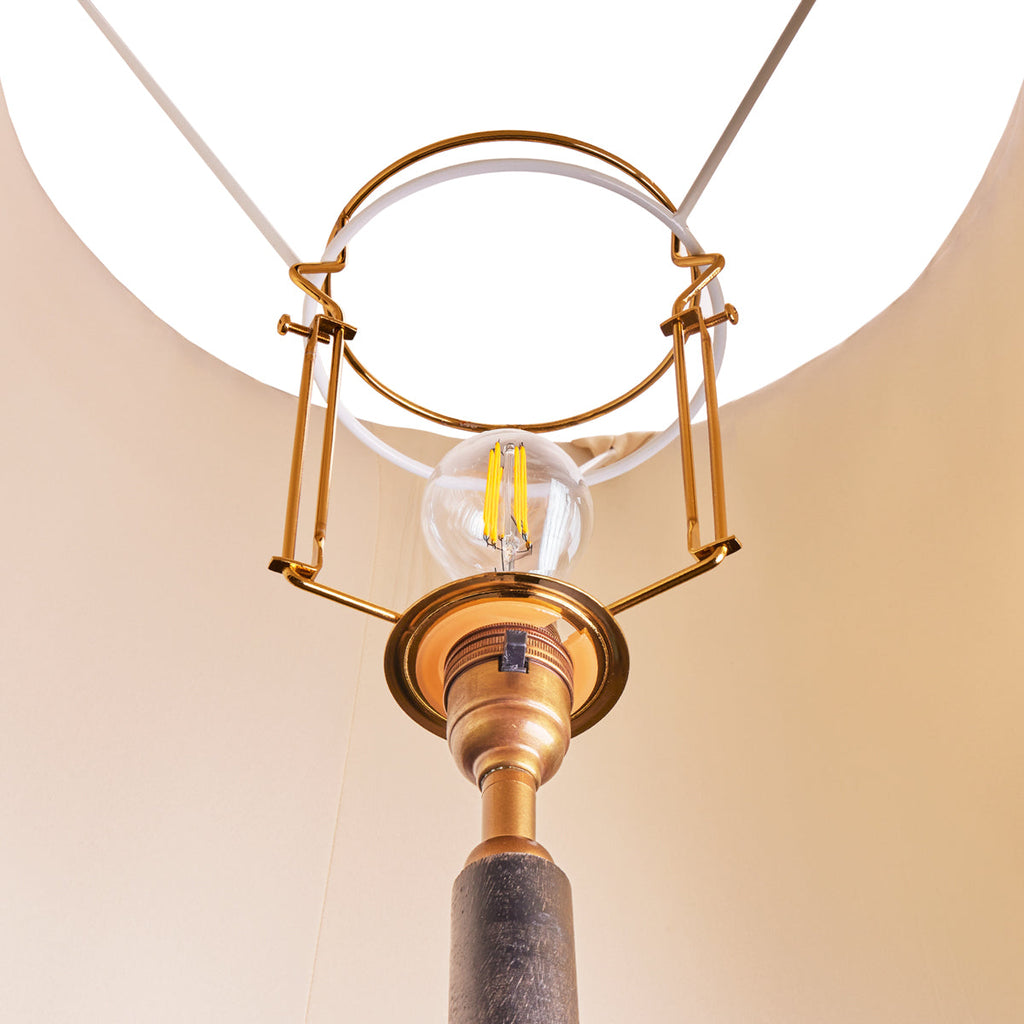 50cm straight empire silk ikat shade with carrier in pink and pewter Darjee