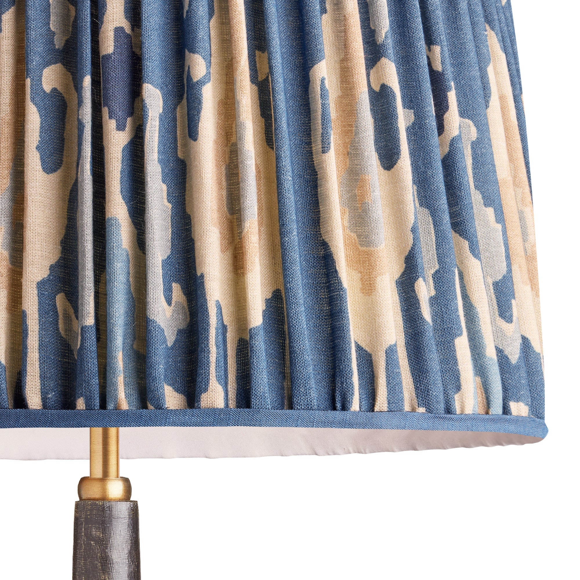 50cm tapered drum shade with adjustable gimbal in denim Bokhara gathered linen by GP & J Baker