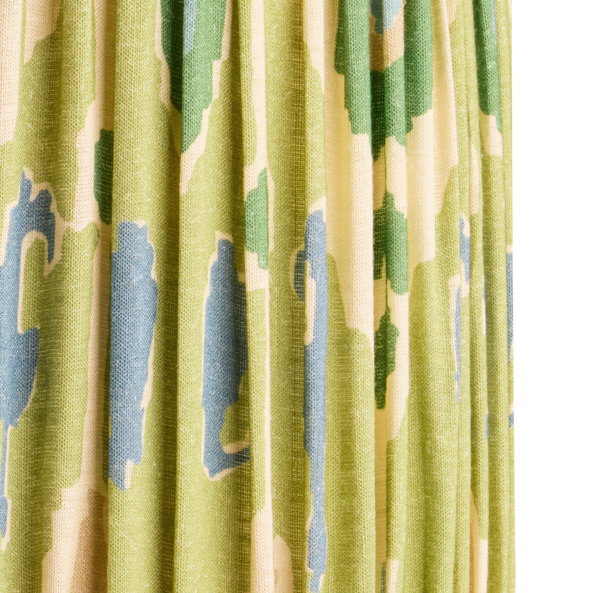 50cm tapered drum shade with adjustable gimbal in green blue Bokhara gathered linen by GP & J Baker